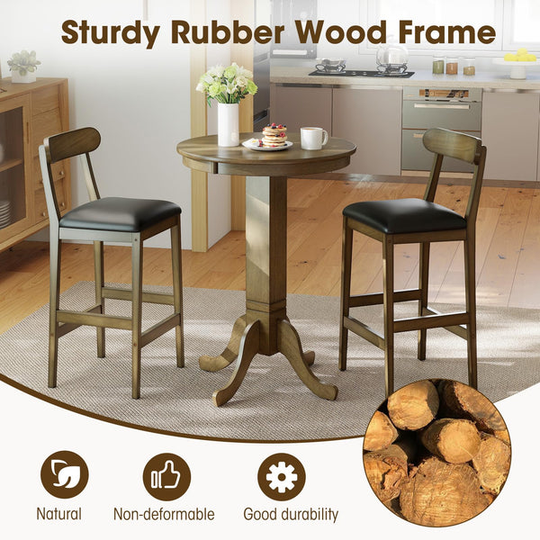 3-Piece Round Bar Table Set with 2 Stools