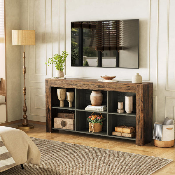 63-Inch TV Stand with Storage & Open Shelves