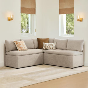 L-Shaped Breakfast Nook Bench with Storage & Back
