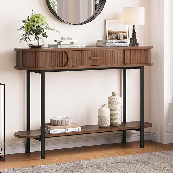 47-Inch Fluted Console Table with Drawers