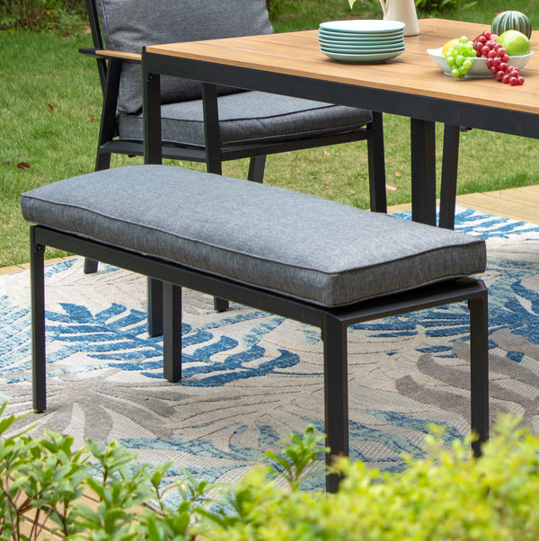 3-Piece Aluminium Patio Dining Set with Benches and Cushions