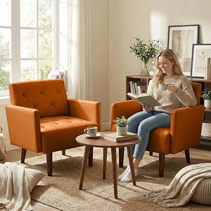 PU Leather Tufted Accent Armchair