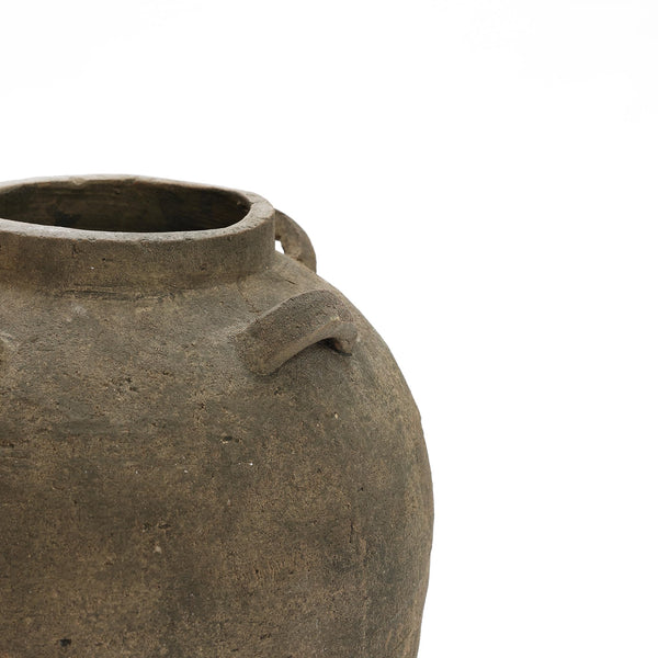 Rustic Terracotta Ceramic Vase – Round Brown Clay Floor Vase