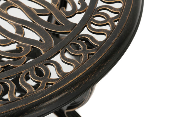 Cast Aluminum Ornate Floral Side Table