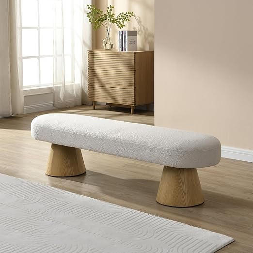 Upholstered Boucle Dining Bench