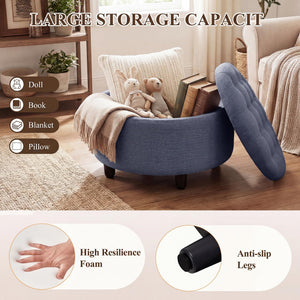 Round Storage Ottoman with Reversible Tray Lid