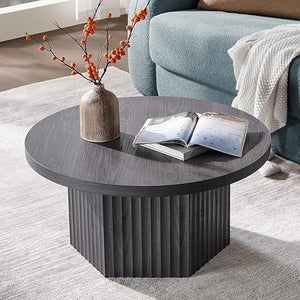 Round Fluted Coffee Table with Storage