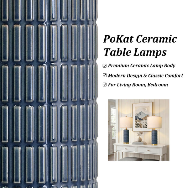 25" Ceramic Table Lamps Set of 2 with Gold Base