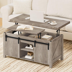 Lift Top Coffee Table with Hidden Storage | 4-in-1 Convertible Farmhouse Design