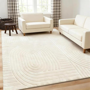 High-Low Pile Area Rug – Washable Soft Indoor Rug with Non-Slip Backing