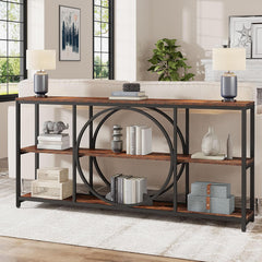 70.9" 3-Tier Console Table | Metal Frame & Wood Shelves