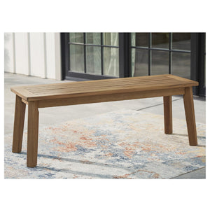 Outdoor Acacia Wood Dining Bench – Slatted Patio Seat, Light Brown