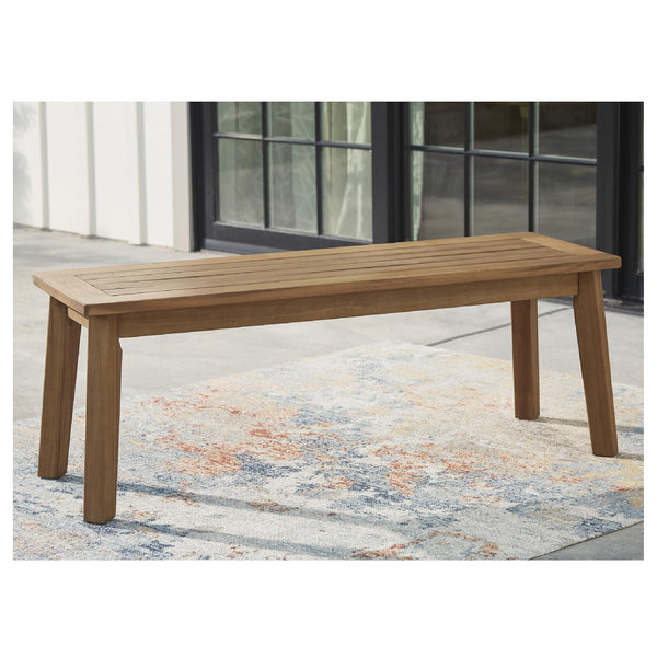 Outdoor Acacia Wood Dining Bench – Slatted Patio Seat, Light Brown