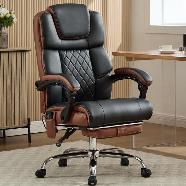 Massage Office Chair 6-Point Vibration with Footrest & Heat