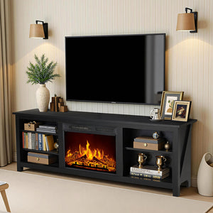 70-Inch Electric Fireplace TV Stand with Storage Shelves