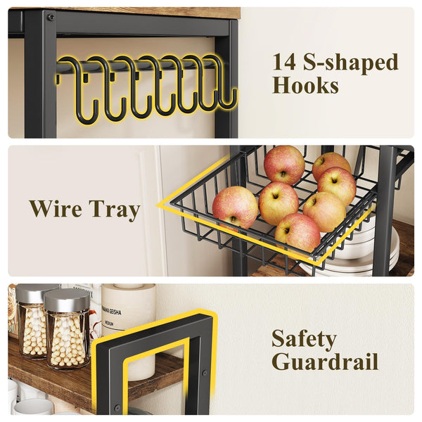 Baker's Rack with Power Outlet and Microwave Stand