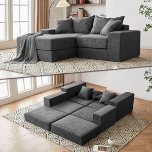 Modular Sectional Sofa with L-Shape Chaise & Deep Seat