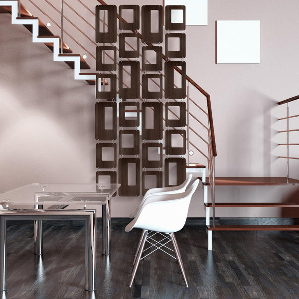 Geometric Wood Wall Panel Divider Set – 24 Panels, Brown