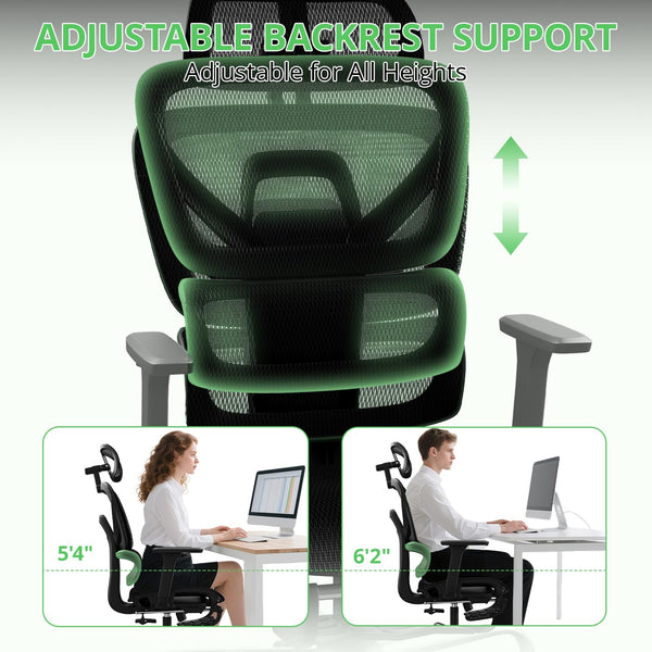 Ergonomic Mesh Office Chair with Footrest & 135° Recline