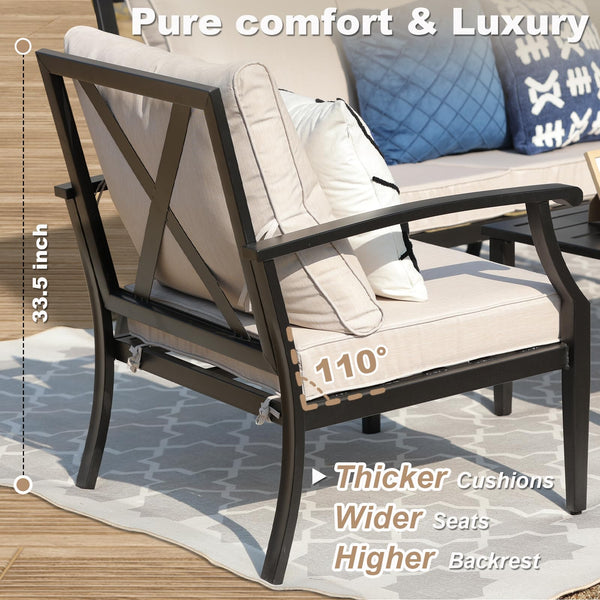 4-Piece Outdoor Patio Conversation Set with High-Back Sofa, Loveseat & Coffee Table