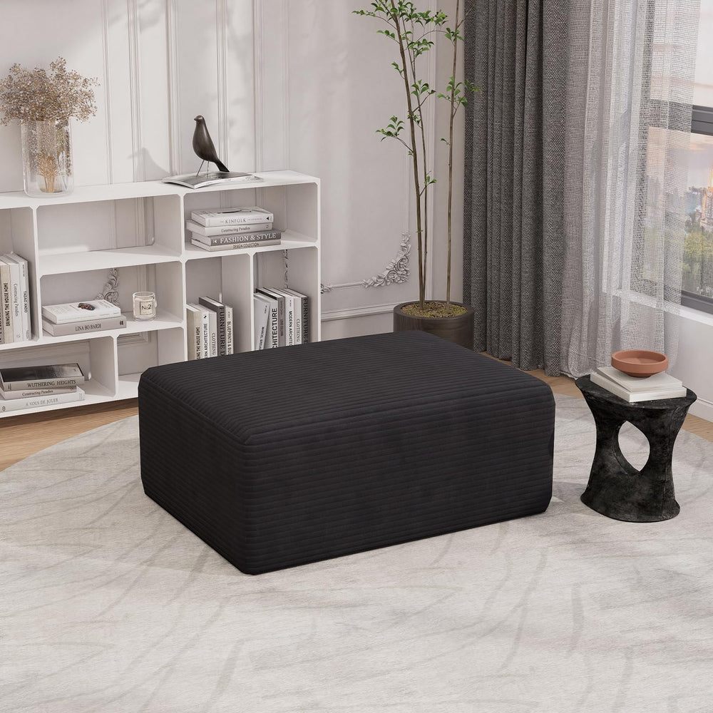 Oversized Corduroy Ottoman Rectangle Pouf with 28D Foam