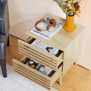 Boho Nightstand Set of 2 with Hollowed-Out Drawers