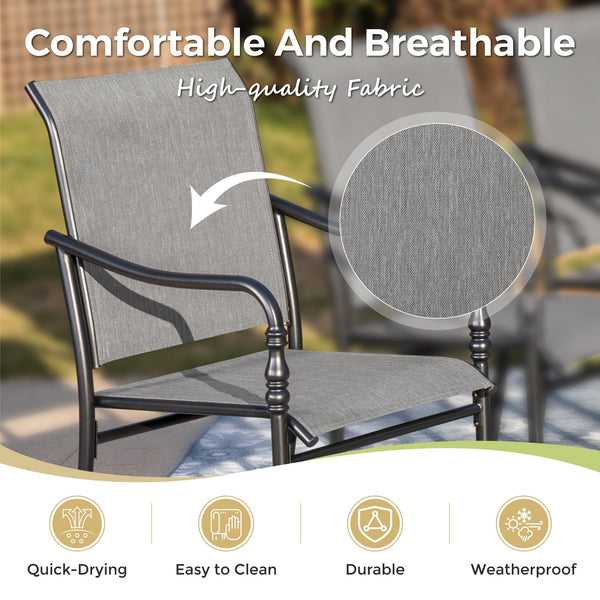 Outdoor Patio Dining Set with Textilene Chairs & Rectangular Table