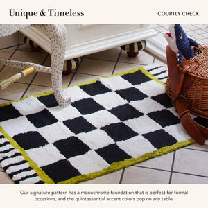 Cotton Bath Rug – Checkered Black & White, 21" x 34"