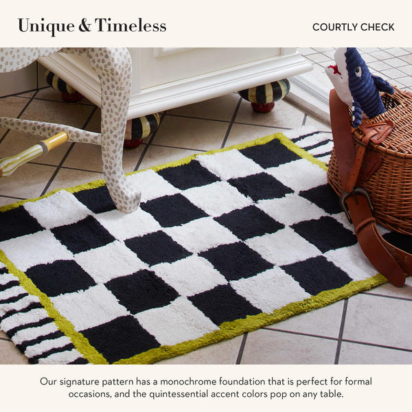 Cotton Bath Rug – Checkered Black & White, 21" x 34"