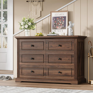 6-Drawer Dresser with Charging Station, 47" Wide – Dark Walnut
