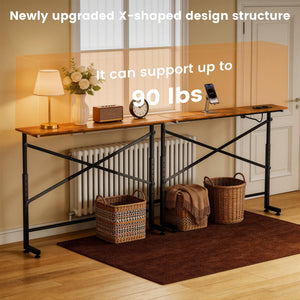 Height Adjustable Sofa Console Table with Power Outlet & USB-C