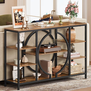 47" Industrial Console Table with 4-Tier Shelves