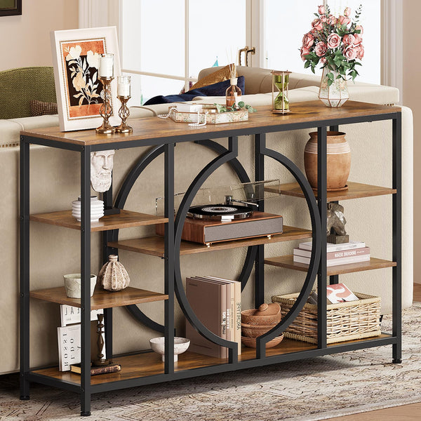 47" Industrial Console Table with 4-Tier Shelves