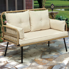 Outdoor Wicker Loveseat with Cushions