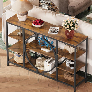 47" Industrial Console Table with 4-Tier Shelves