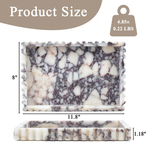 Natural Marble Decorative Tray with Fluted Edge