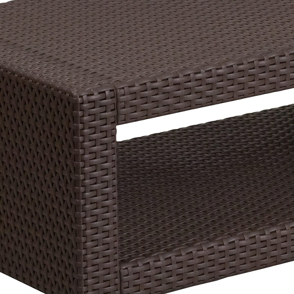 Outdoor Faux Rattan Coffee Table with Open Storage