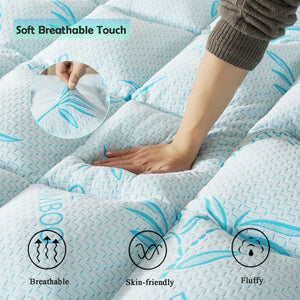 Memory Foam Mattress Topper – Bamboo Viscose Cooling, Twin, Full, Queen, King