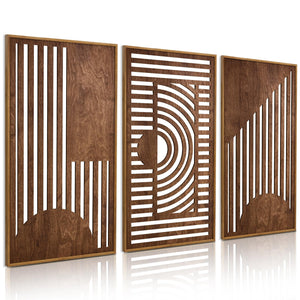 Geometric Wooden Wall Art Decor – 16x32 Inch 3-Piece Set