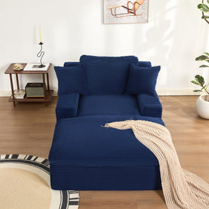 Convertible Chaise Lounge Sofa Bed with Armrests & Side Pockets