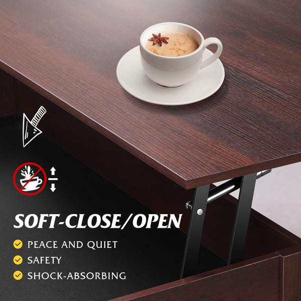 Lift Top Coffee Table with Storage Drawers & Hidden Compartment