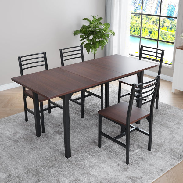 Extendable Dining Table Set with 4 Chairs for 4–6 People