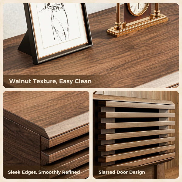 Mid-Century Modern TV Stand with Sliding Doors