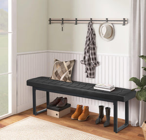 Padded Dining Bench Set of 2 – Faux Leather Upholstered Long Bench