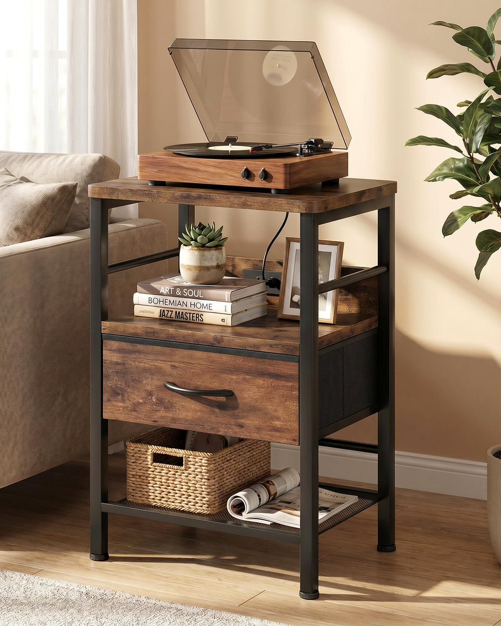 Nightstands Set of 2 with Charging Station