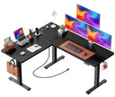L-Shaped Electric Standing Desk with Power Outlets – 63 x 55 Inch Height Adjustable Corner Desk