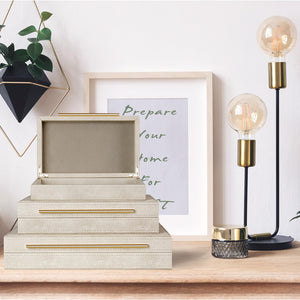 Set of 3 Shagreen Decorative Boxes with Velvet Lining