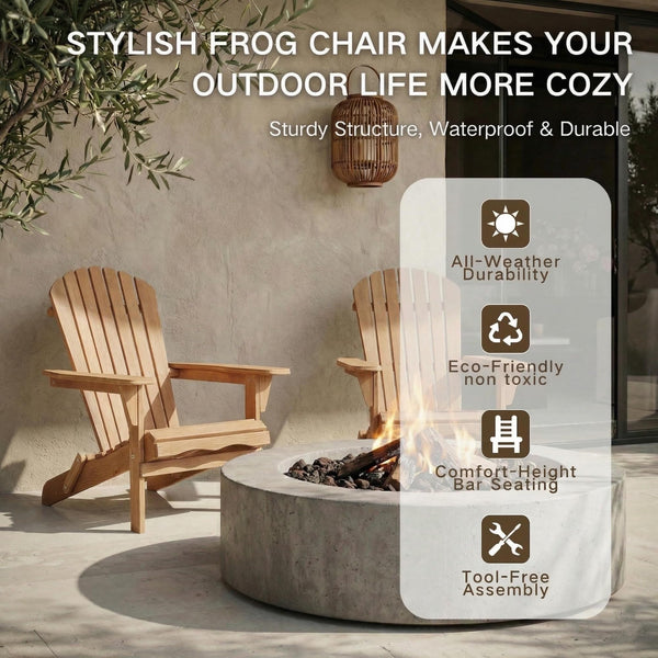 Folding Solid Wood Adirondack Chair with Pre-Assembled Backrest
