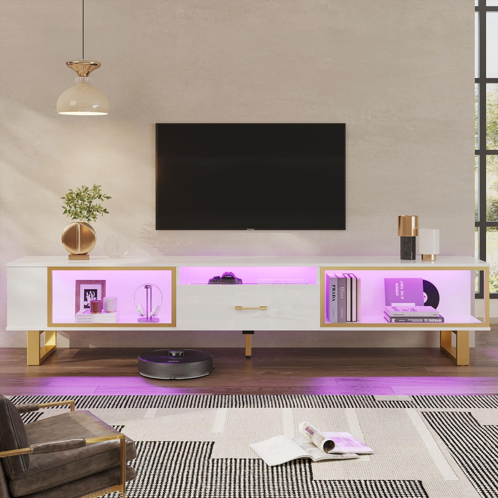 80 Inch LED TV Stand with Storage and Drawer