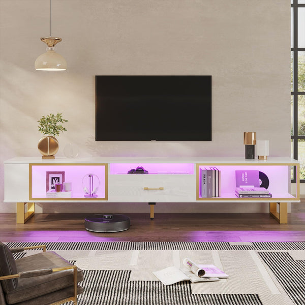 80 Inch LED TV Stand with Storage and Drawer